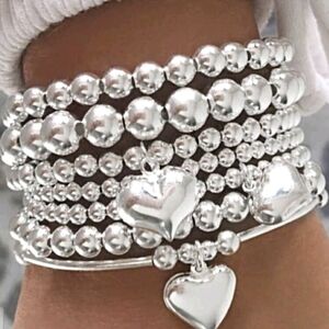 Shimmering Silver Heart Bracelet Collection